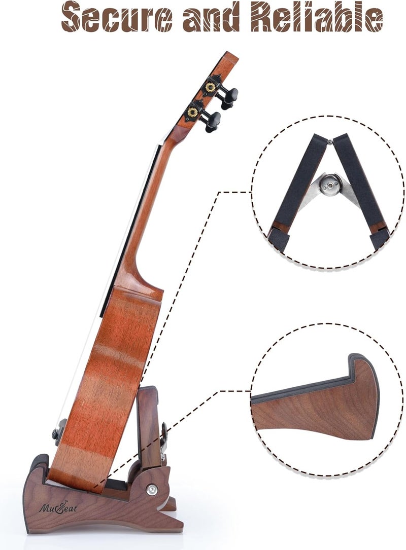 Musbeat Ukulele Stand, Portable Ukulele Stand for Travel, Rabbit Shape Black Walnut Wood Violin Holder for Concert Pineapple Soprano Tenor and Baritone, or Violin, Wooden Floor Ukele Holder for Home - Image 5
